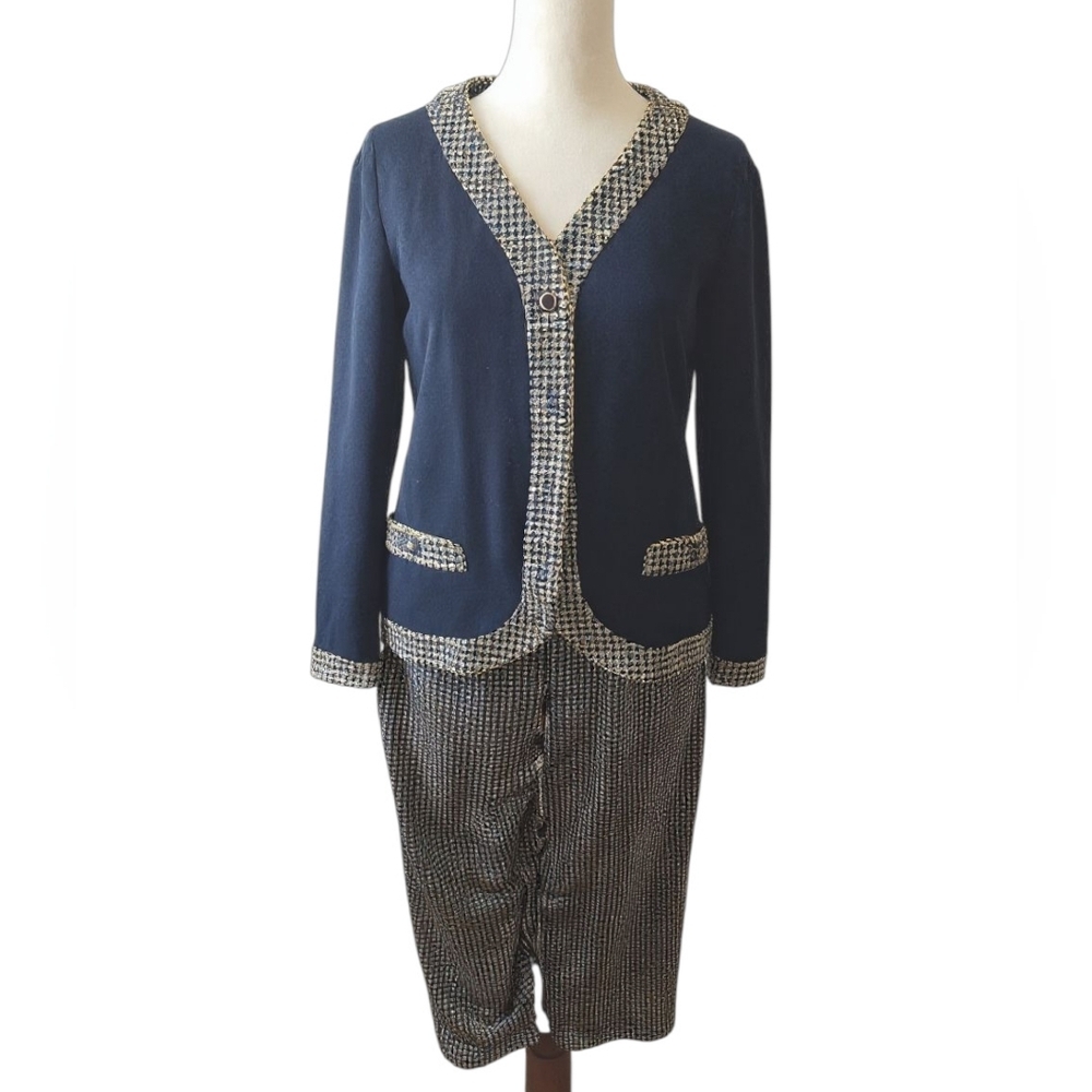 Vintage LeDamor Metallic Gold Houndstooth 2-Piece Set - Size MP - 80s/90s